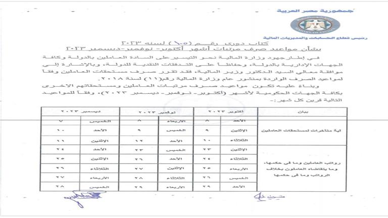 مواعيد صرف المرتبات