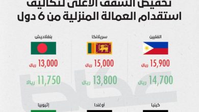 صورة «الموارد»: تخفيض السقف الأعلى لتكاليف استقدام خدمات العمالة المنزلية من 6 دول