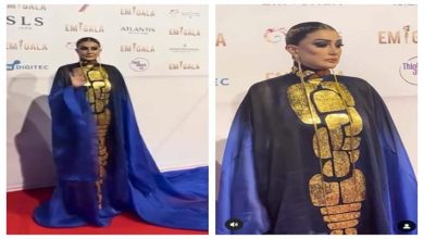 صورة غادة عبدالرازق تظهر بإطلالة غريبة على الريد كاربت في حفل مهرجان EMI Gala للموضة