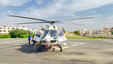 صورة الإسعاف الجوي بهلال نجران ينقل مصاباً بحادثة تصادم  أخبار السعودية