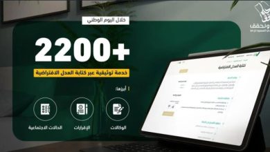 صورة أكثر من 2200 خدمة توثيقية عبر كتابة العدل الافتراضية خلال اليوم الوطني