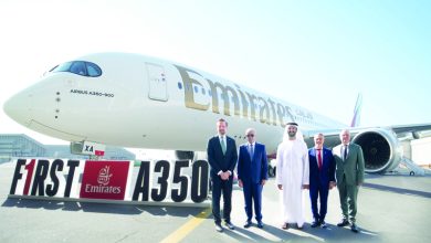 صورة «طيران الإمارات» تكشف عن طائرتها الأولى من «إيرباص A350»