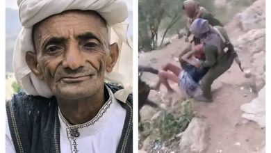 صورة مليشيات الحوثي تقوم بسحل مسن مختل عقليا بمحافظة حجة