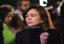 صورة بالصور.. ملامح الحزن على وجه إلهام شاهين في عزاء الراحل نبيل الحلفاوي