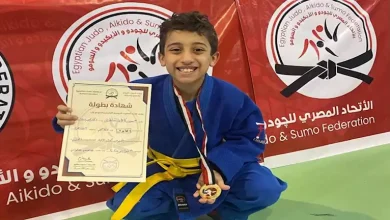 صورة اللاعب حسين كمال يتوج بالمركز الأول في بطولة الجمهورية للجودو