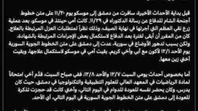 صورة منشور لـ«نجل بشار» يكشف أسرار الهروب إلى موسكو ويُحدث ضجّة في «التواصل»  أخبار السعودية