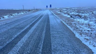 صورة | مراسل “رؤيا”: انجماد على الطرق المؤدية إلى الشوبك والهيشة ولواء الطيبة وقضاء ايل