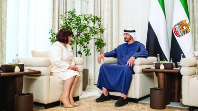 صورة رئيس الدولة يبحث مع رئيسة الجمعية الوطنية في أذربيجان تعزيز التعاون