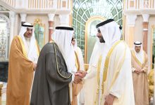 صورة أمير الكويت يستقبل منصور بن محمد ويؤكد عمق الروابط الأخوية بين البلدين والشعبين الشقيقين