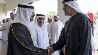صورة خالد بن محمد بن زايد يحضر حفل استقبال بمناسبة زفاف عبدالله بن راشد بو حسن الشامسي