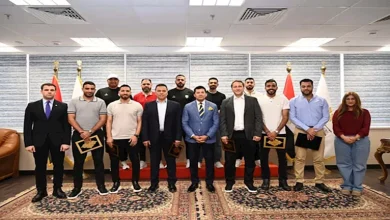 صورة بينهم كهربا والبدري.. وزير الرياضة يستقبل الرياضيين العائدين من ليبيا