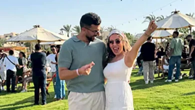 صورة أول ظهور لـ منة عدلي القيعي مع يوسف حشيش بعد عقد قرانهما (صور)