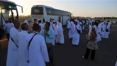 صورة وصول آخر أفواج حجاج الجمعيات الأهلية إلى الأراضي المقدسة.. اليوم