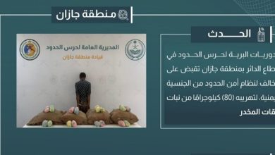 صورة القبض على مخالف لتهريبه 80 كيلوجرامًا من القات في جازان