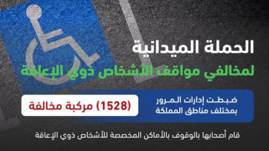 صورة  ضبط 1528 مركبة مخالفة متوقفة في الأماكن المخصصة للأشخاص ذوي الإعاقة