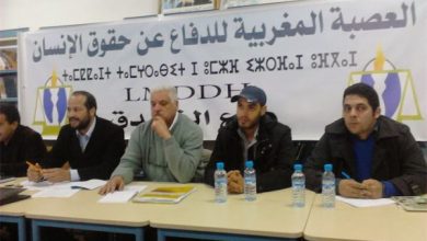 صورة اعتصام وإضراب عن الطعام للعصبة المغربية لحقوق الإنسان المقربة من حزب الاستقلال بسبب الوصل القانوني