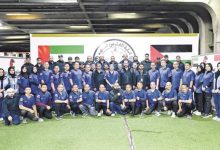 صورة أعضاء البعثة الطبية الإماراتية في غرة يؤدون صلاة عيد الأضحى بالمستشفى الميداني