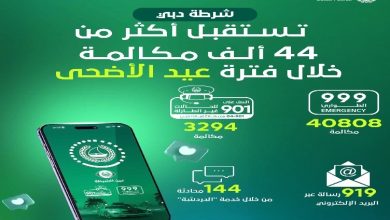 صورة شرطة دبي تستقبل 44 ألف مكالمة خلال عيد الأضحى المبارك