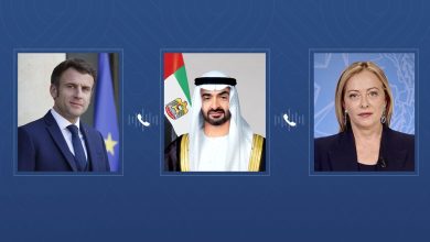 صورة رئيس الدولة يبحث هاتفياً مع الرئيس الفرنسي ورئيسة وزراء إيطاليا علاقات التعاون والتطورات في المنطقة