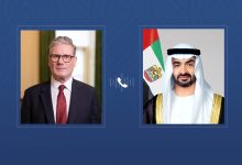 صورة رئيس الدولة ورئيس الوزراء البريطاني يبحثان هاتفياً التطورات الإقليمية