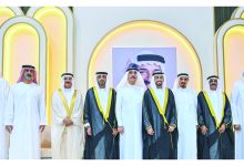 صورة حاكما عجمان وأم القيوين والشيوخ يحضرون أفراح النعيمي والقمزي والشامسي