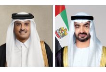 صورة رئيس الدولة يجري اتصالاً هاتفياً مع أمير قطر