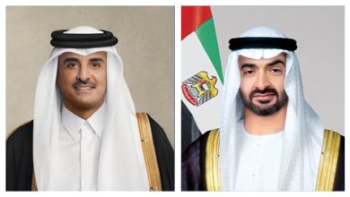 صورة رئيس الدولة يجري اتصالاً هاتفياً مع أمير قطر