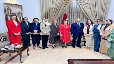 صورة إلهام شاهين وهالة سرحان تستغيثان بعد إغلاق المجال الجوي بالعراق