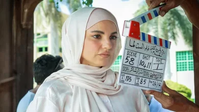 صورة درة بالحجاب في كواليس تصوير فيلمها الجديد “الست لما”