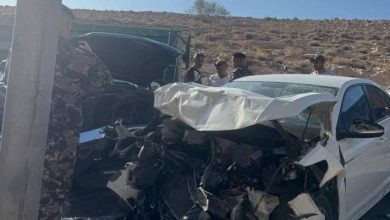 صورة | مراسل رؤيا: وفاة و4 إصابات بحادث تصادم مروع بلواء ذيبان في مأدبا