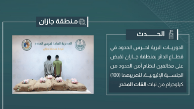 صورة القبض على مخالفين لتهريبهما 100 كيلوجرام من القات في جازان