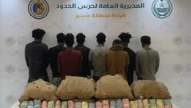 صورة القبض على 8 مخالفين بعسير لتهريبهم 144 كيلوجرامًا من القات