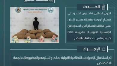 صورة القبض على مخالف لتهريبه 180 كيلوجرامًا من القات في عسير