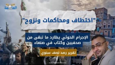 صورة الإجرام الحوثي يطارد ما تبقى من صحفيين وكتاب في صنعاء .. تقرير حقوقي يوثق فضائع مليشيا الحوثي