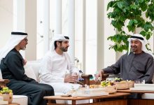 صورة رئيس الدولة يستقبل حمدان بن محمد بن راشد