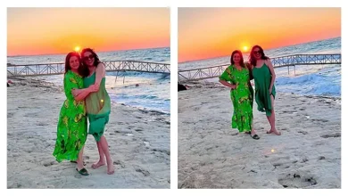 صورة إلهام شاهين على البحر مع شقيقتها والجمهور يعلق