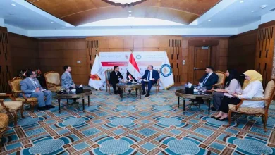 صورة وزير البترول يبحث مع شركة صينية مشروعاً لتصنيع الألواح الشمسية بقناة ا