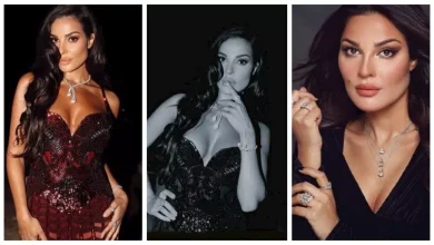 صورة فستان جريء ومكشوف.. 5 صور لـ نادين نجيم من حفل زفاف ابن ايلي صعب