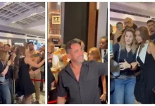 صورة الجمهور يحاصر أمير كرارة وهنا الزاهد بالعرض الخاص لفيلم الشاطر في دبي