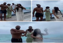 صورة بالفيديو.. رقص منة عرفة على البحر على أغنية لـ تامر حسني
