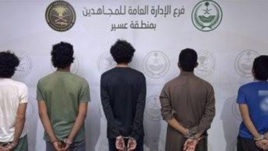 صورة القبض على مخالف لنظام أمن الحدود و(4) مقيمين لترويجهم مادة الإمفيتامين المخدر بعسير  أخبار السعودية