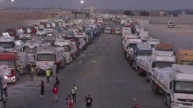 صورة | بدء تحرك شاحنات المساعدات من معبر رفح باتجاه معبر كرم أبو سالم تحت إشراف الهلال الأحمر المصري