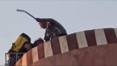 صورة سلطات بني ملال توضح ما وقع للشخص الذي اعتصم فوق خزان مائي ورمى نفسه