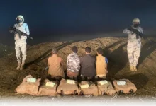 صورة ضبط 4 مخالفين لنظام أمن الحدود لتهريبهم 140 كيلوجرامًا من القات بعسير