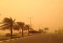 صورة رياح نشطة وأتربة مثارة على منطقة نجران