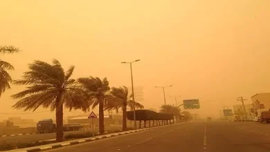صورة رياح نشطة وأتربة مثارة على منطقة نجران