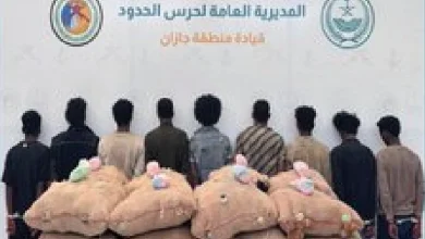 صورة حرس الحدود بجازان يقبض على 9 مخالفين لتهريبهم 320 كيلوجرامًا من القات