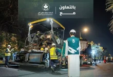 صورة «هيئة الطرق» تستخدم نتاج هدم المباني في طرق الرياض