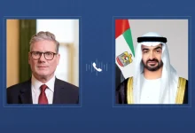 صورة محمد بن زايد ورئيس وزراء بريطانيا يناقشان العلاقات ومعالجة الأزمة الإنسانية في غزة