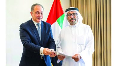 صورة رئيس الدولة يتلقى رسالة خطية من الرئيس المصري تسلمها خليفة المرر